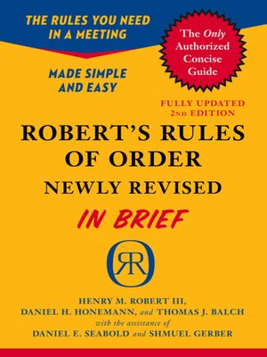 Robert's Rules of Order Newly Revised In Brief - ebook